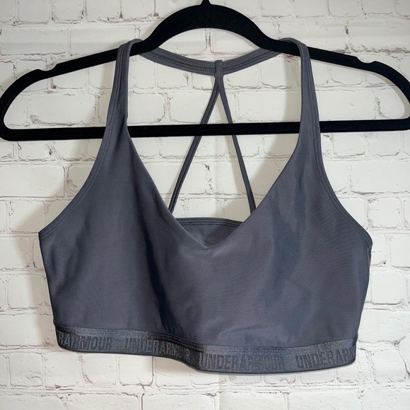 ✨Under Armour Sports Bra Gray Racerback Medium Support Workout Activewear Size L - Picture 1 of 3